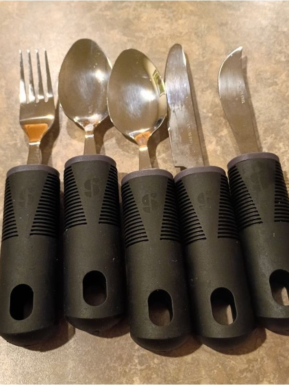 Adaptive Large Handle Flatware Set - 5 Piece Stainless Steel Mobility Aid